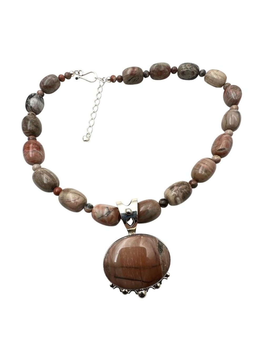 Jay King Mine Finds Arucardu Petrified Wood Sterling Silver Pendant Necklace